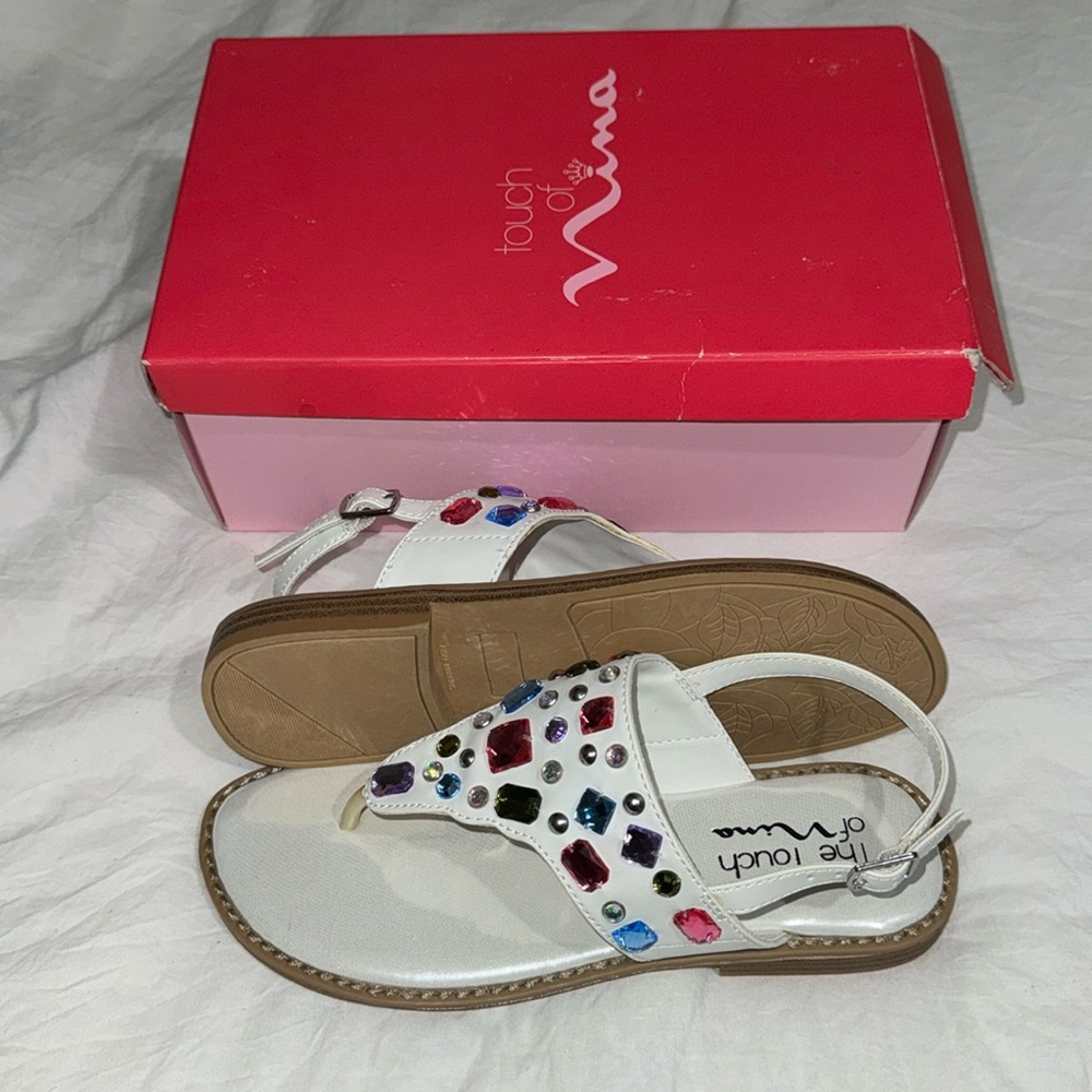 NIB New Girls Nina Gems White Sandals Size 4